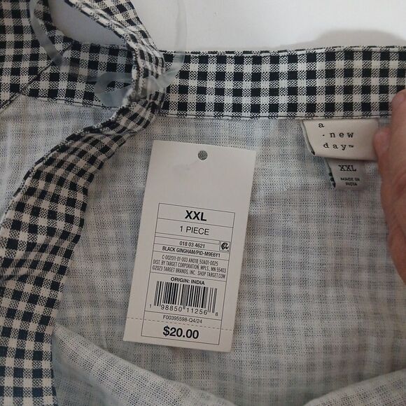A New Day Women's Size XXL (17) Tank Mini Shift Dress Black Gingham NWT Cottage - Picture 5 of 5